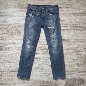 American Eagle Tomgirl Jeans Size 6 Blue Denim